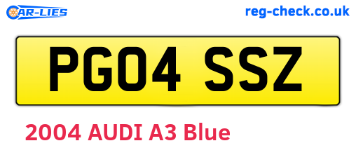 PG04SSZ are the vehicle registration plates.