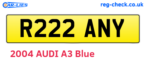 R222ANY are the vehicle registration plates.