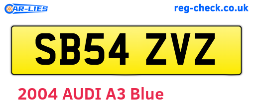 SB54ZVZ are the vehicle registration plates.