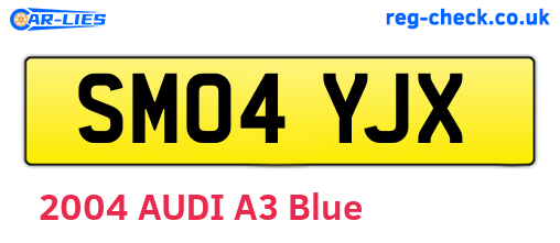 SM04YJX are the vehicle registration plates.