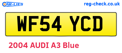 WF54YCD are the vehicle registration plates.