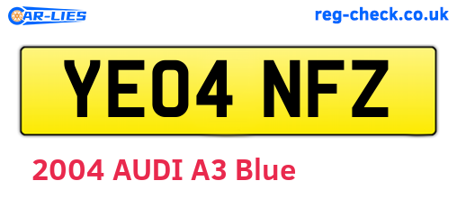 YE04NFZ are the vehicle registration plates.