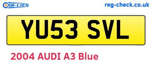 YU53SVL are the vehicle registration plates.
