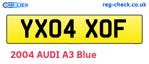 YX04XOF are the vehicle registration plates.