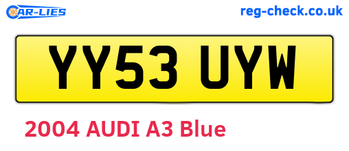 YY53UYW are the vehicle registration plates.