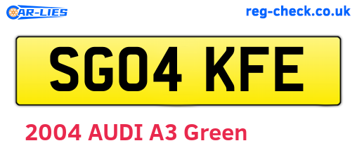 SG04KFE are the vehicle registration plates.