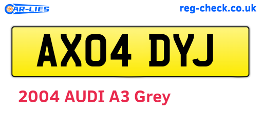 AX04DYJ are the vehicle registration plates.