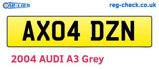 AX04DZN are the vehicle registration plates.
