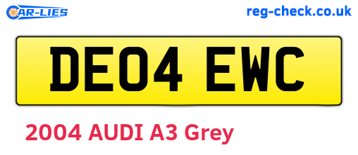 DE04EWC are the vehicle registration plates.