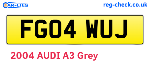 FG04WUJ are the vehicle registration plates.