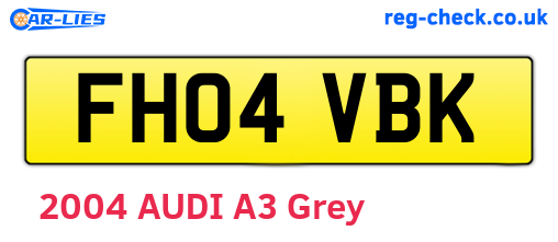 FH04VBK are the vehicle registration plates.
