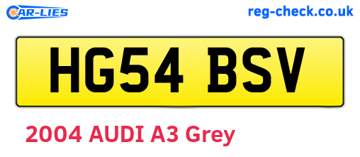 HG54BSV are the vehicle registration plates.