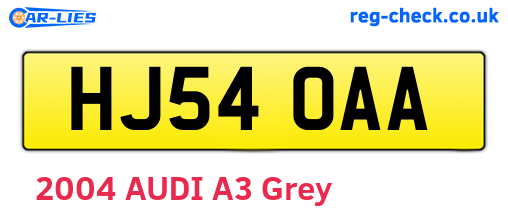 HJ54OAA are the vehicle registration plates.