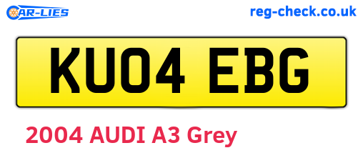 KU04EBG are the vehicle registration plates.