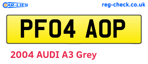 PF04AOP are the vehicle registration plates.