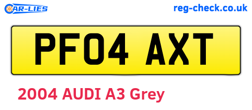 PF04AXT are the vehicle registration plates.