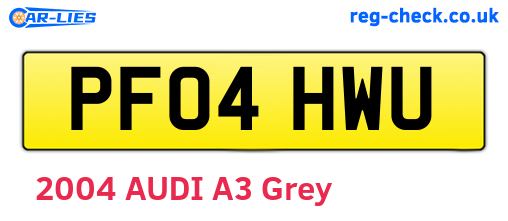 PF04HWU are the vehicle registration plates.