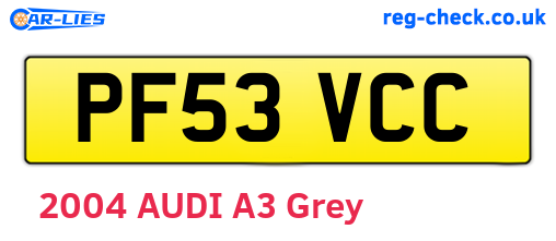 PF53VCC are the vehicle registration plates.