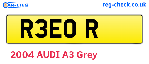 R3EOR are the vehicle registration plates.