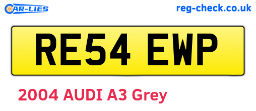 RE54EWP are the vehicle registration plates.