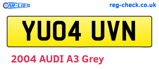 YU04UVN are the vehicle registration plates.