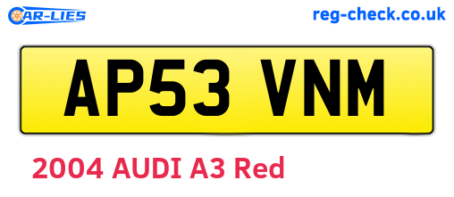 AP53VNM are the vehicle registration plates.