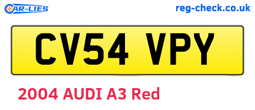 CV54VPY are the vehicle registration plates.