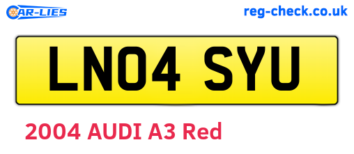 LN04SYU are the vehicle registration plates.