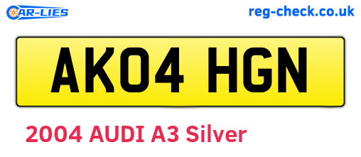 AK04HGN are the vehicle registration plates.