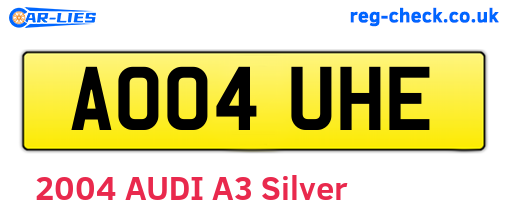 AO04UHE are the vehicle registration plates.