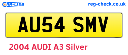 AU54SMV are the vehicle registration plates.