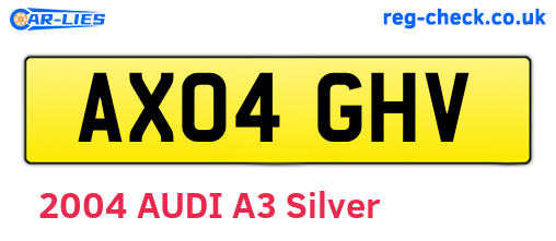 AX04GHV are the vehicle registration plates.