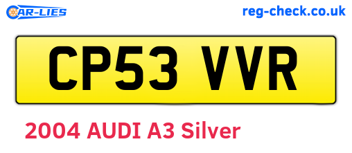 CP53VVR are the vehicle registration plates.