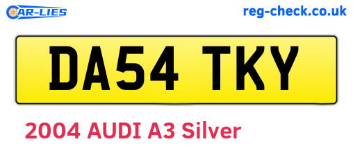 DA54TKY are the vehicle registration plates.