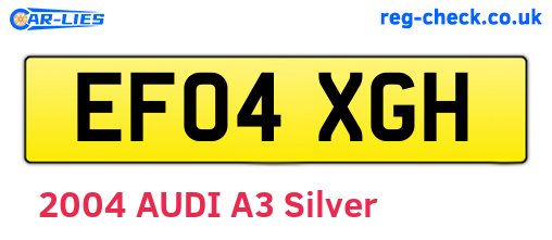 EF04XGH are the vehicle registration plates.