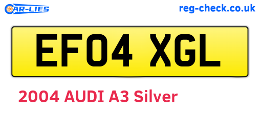 EF04XGL are the vehicle registration plates.