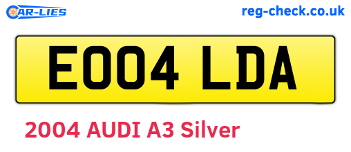 EO04LDA are the vehicle registration plates.