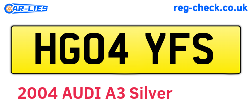HG04YFS are the vehicle registration plates.