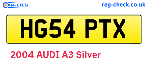 HG54PTX are the vehicle registration plates.