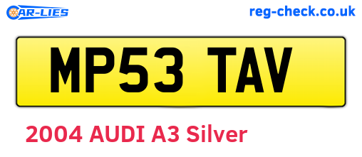 MP53TAV are the vehicle registration plates.