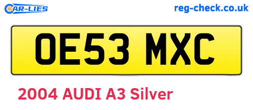 OE53MXC are the vehicle registration plates.