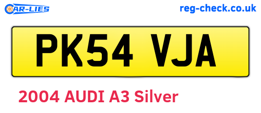 PK54VJA are the vehicle registration plates.