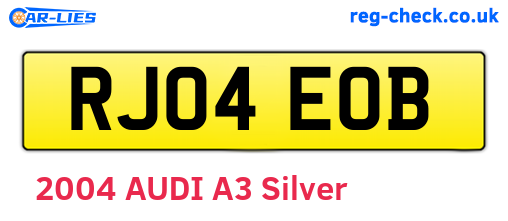 RJ04EOB are the vehicle registration plates.