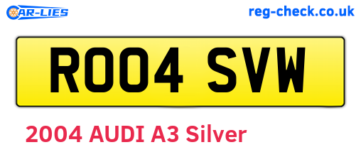 RO04SVW are the vehicle registration plates.