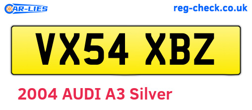 VX54XBZ are the vehicle registration plates.