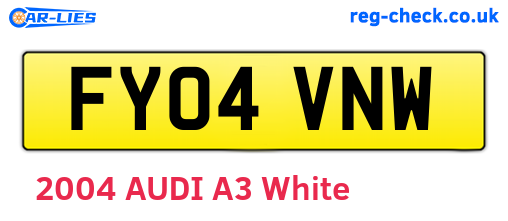 FY04VNW are the vehicle registration plates.