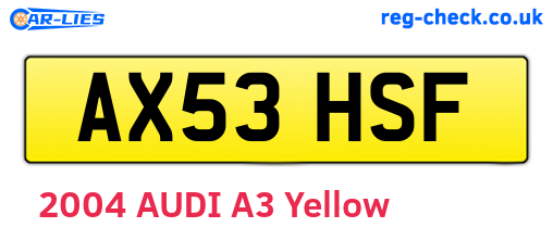 AX53HSF are the vehicle registration plates.