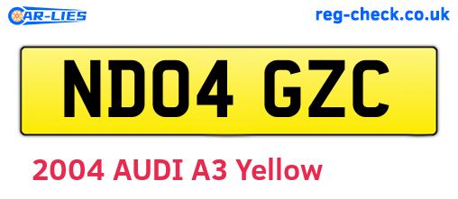 ND04GZC are the vehicle registration plates.