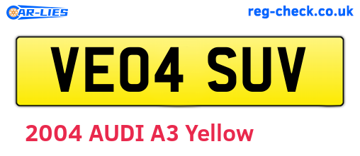 VE04SUV are the vehicle registration plates.