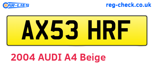 AX53HRF are the vehicle registration plates.
